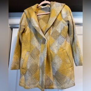 NWOT Soft Surroundings Fall Fling Sweater Jacket Size Petite Small Yellow Gray